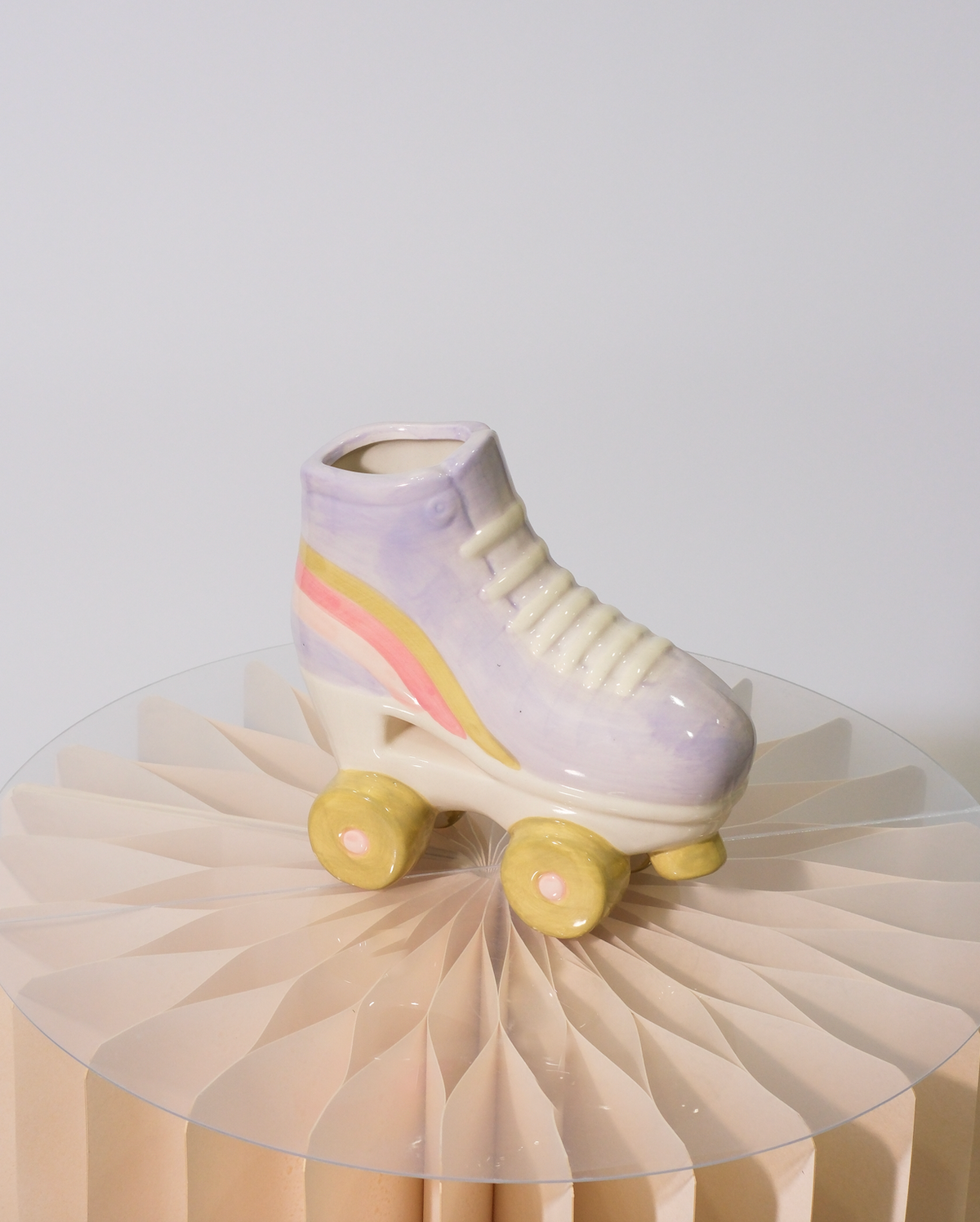 Pastel ceramic roller skate vase