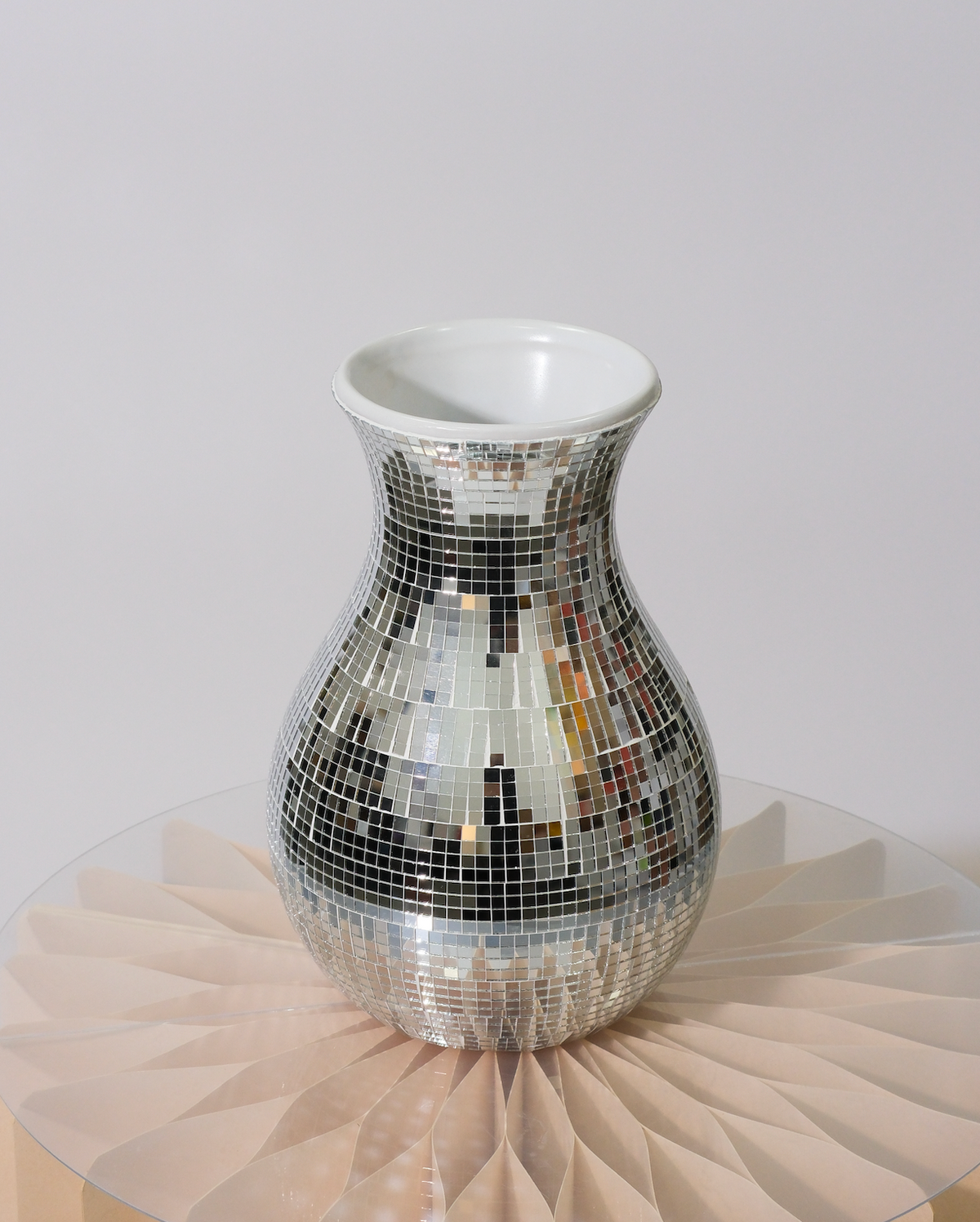 Mirrored disco ball vase